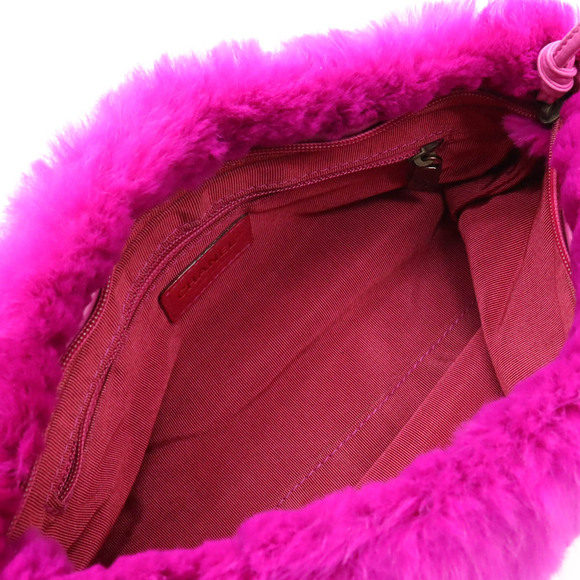 Authentic CHANEL CC Vintage Rabbit Fur Hot Pink Purse Chain Shoulder Bag Y2K - Picture 5 of 13